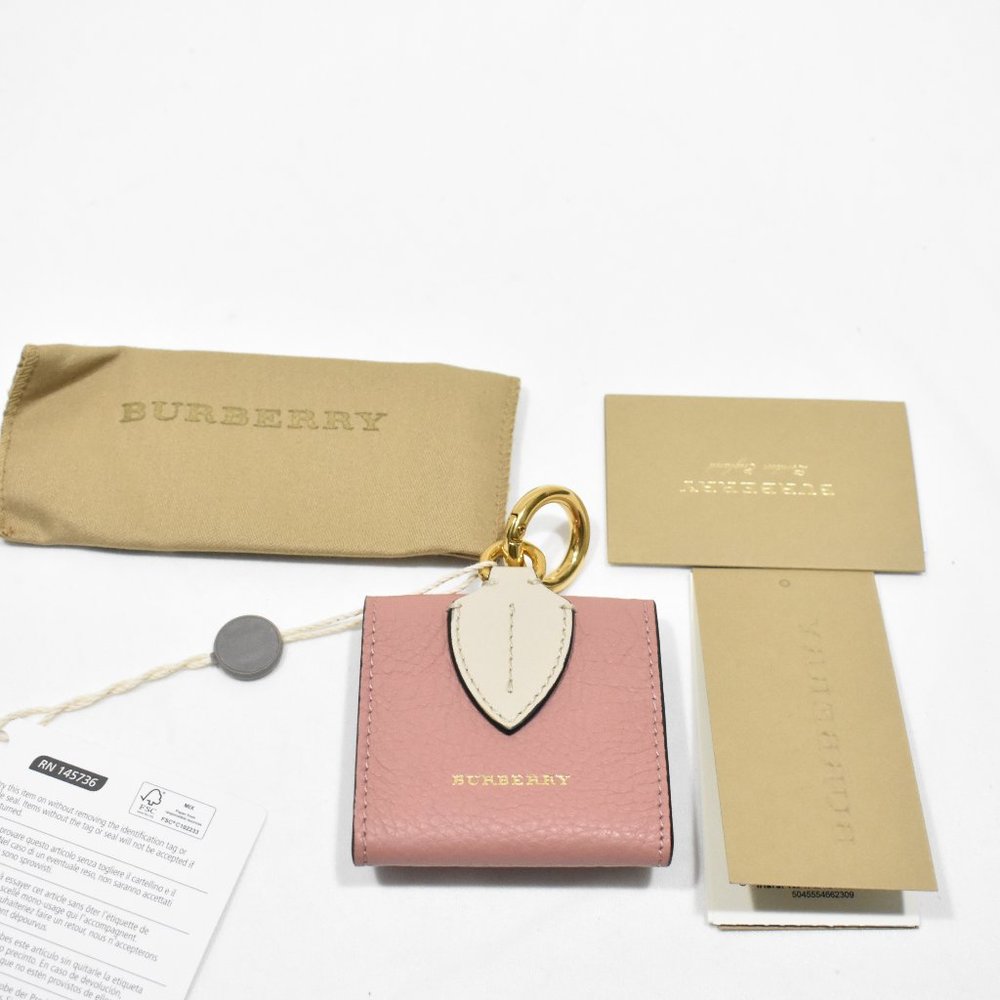NWT Burberry pink Small Square Leather key chain coin case charm wallet